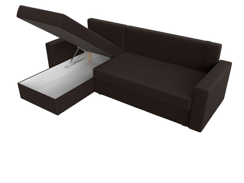 Диван угловой Траумберг Лайт левый угол, Экокожа, Коричневый