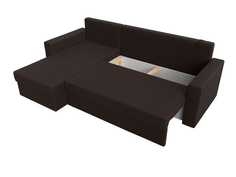 Диван угловой Траумберг Лайт левый угол, Экокожа, Коричневый