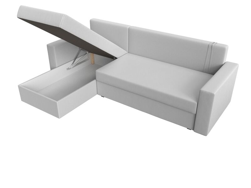 Диван угловой Траумберг Лайт левый угол, Экокожа, Белый