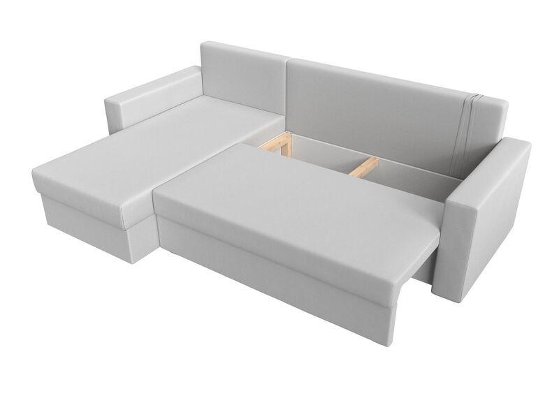 Диван угловой Траумберг Лайт левый угол, Экокожа, Белый