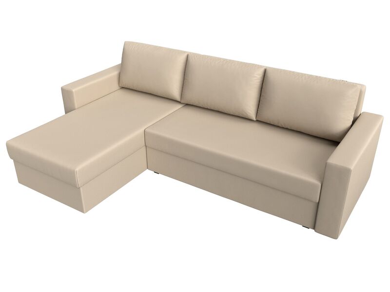 Диван угловой Траумберг Лайт левый угол, Экокожа, Бежевый