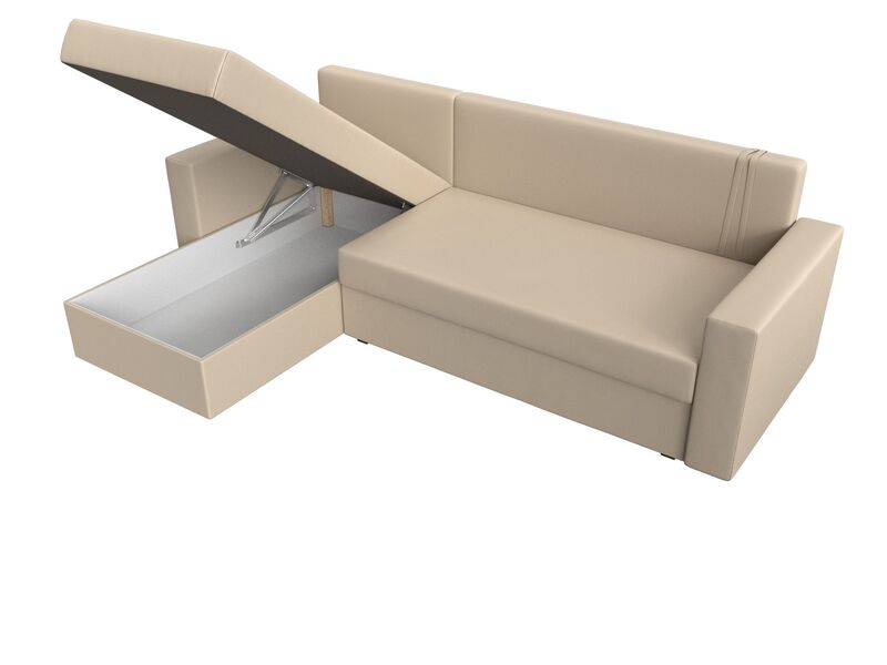 Диван угловой Траумберг Лайт левый угол, Экокожа, Бежевый