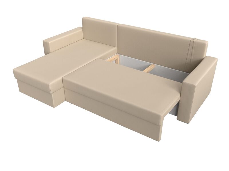 Диван угловой Траумберг Лайт левый угол, Экокожа, Бежевый