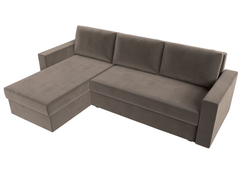 Диван угловой Траумберг Лайт левый угол, Велюр, SEVEN 727 коричневый