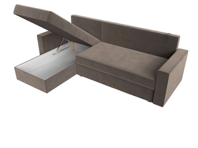 Диван угловой Траумберг Лайт левый угол, Велюр, SEVEN 727 коричневый