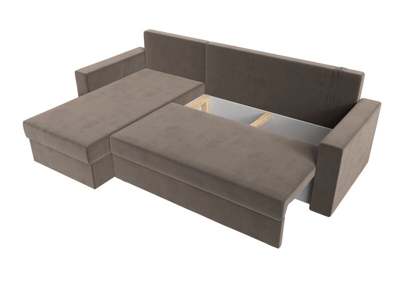 Диван угловой Траумберг Лайт левый угол, Велюр, SEVEN 727 коричневый