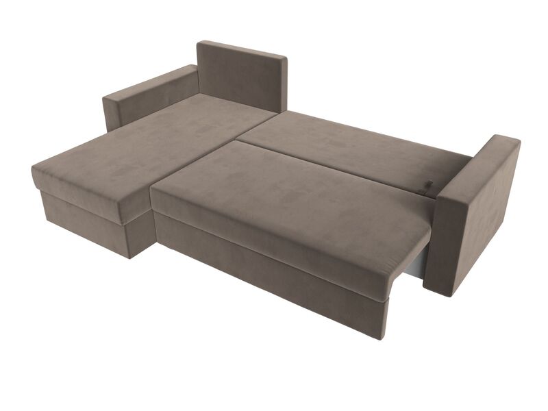 Диван угловой Траумберг Лайт левый угол, Велюр, SEVEN 727 коричневый