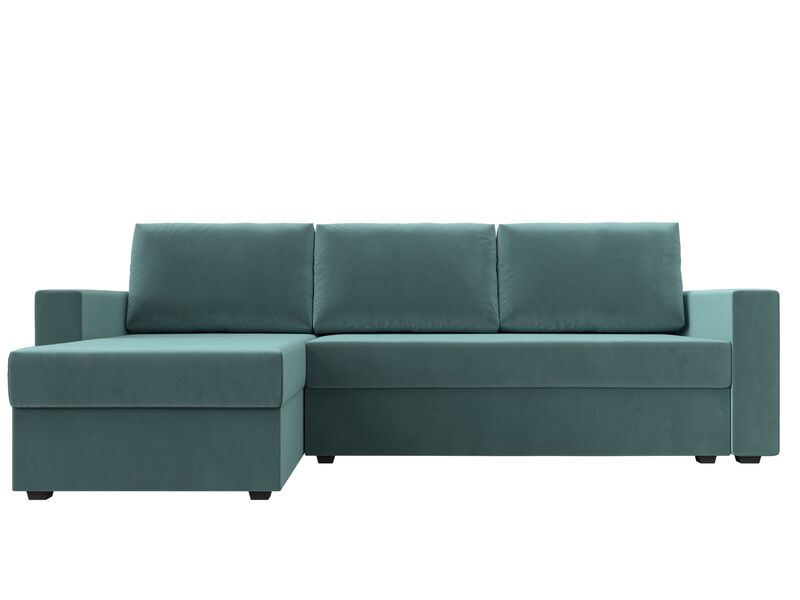 Диван угловой Траумберг Лайт левый угол, Велюр, SEVEN 113 бирюзовый