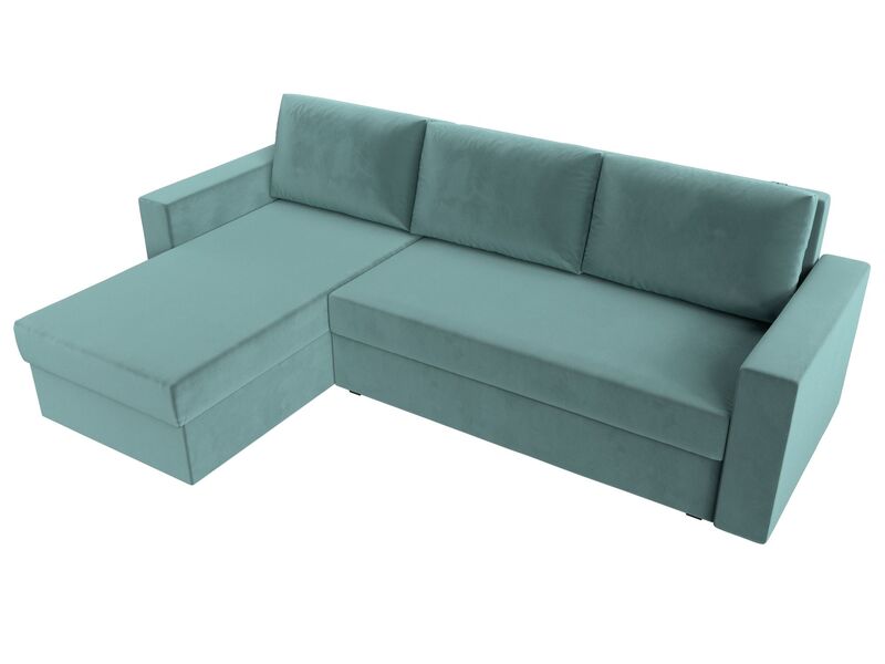 Диван угловой Траумберг Лайт левый угол, Велюр, SEVEN 113 бирюзовый