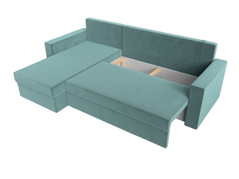 Диван угловой Траумберг Лайт левый угол, Велюр, SEVEN 113 бирюзовый