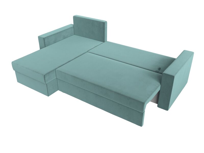 Диван угловой Траумберг Лайт левый угол, Велюр, SEVEN 113 бирюзовый