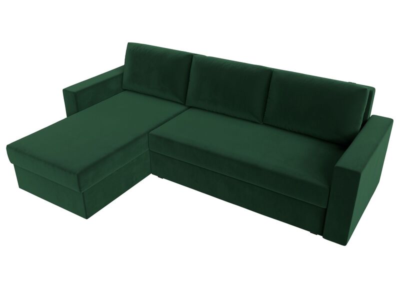 Диван угловой Траумберг Лайт левый угол, Велюр, SEVEN 626 зеленый