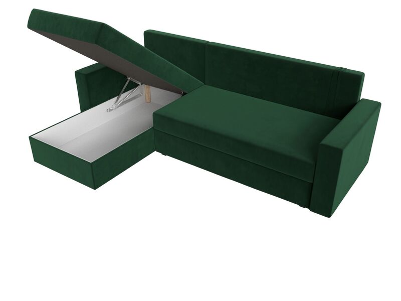 Диван угловой Траумберг Лайт левый угол, Велюр, SEVEN 626 зеленый