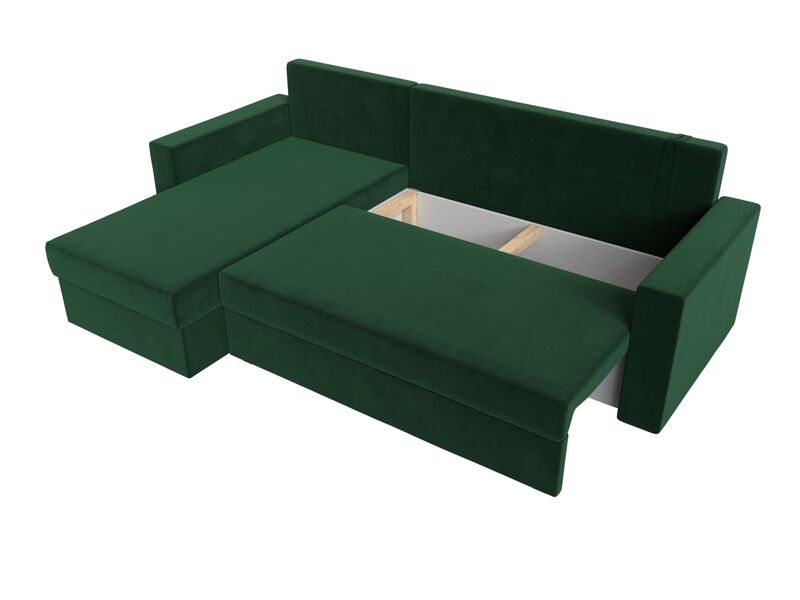 Диван угловой Траумберг Лайт левый угол, Велюр, SEVEN 626 зеленый
