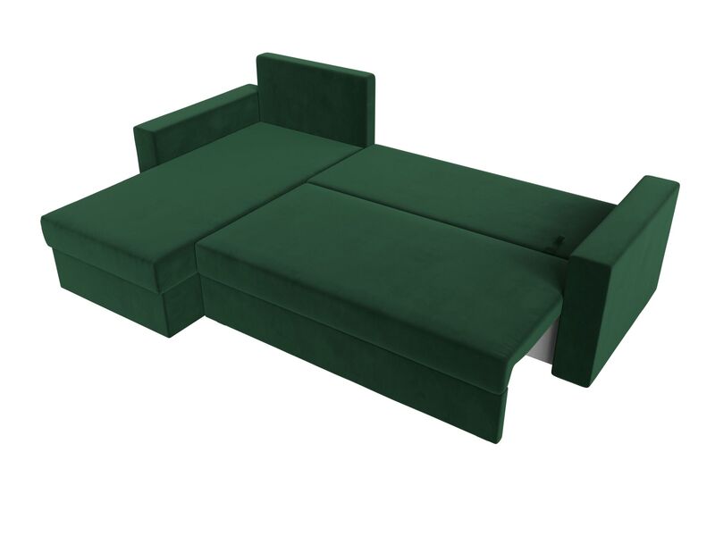 Диван угловой Траумберг Лайт левый угол, Велюр, SEVEN 626 зеленый