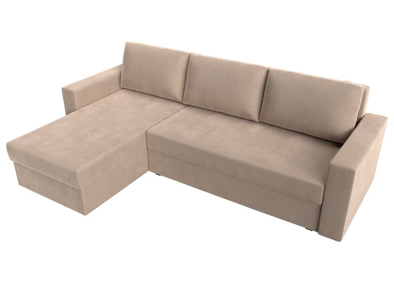 Диван угловой Траумберг Лайт левый угол, Велюр, SEVEN 729 бежевый