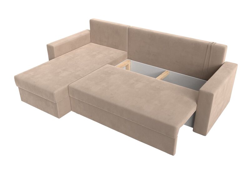 Диван угловой Траумберг Лайт левый угол, Велюр, SEVEN 729 бежевый