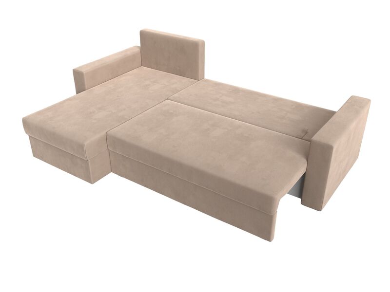 Диван угловой Траумберг Лайт левый угол, Велюр, SEVEN 729 бежевый