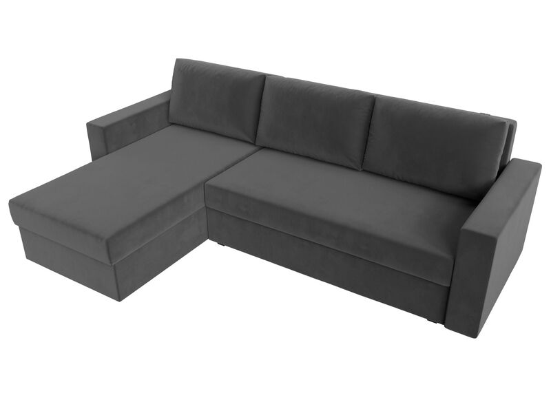 Диван угловой Траумберг Лайт левый угол, Велюр, SEVEN 17 серый