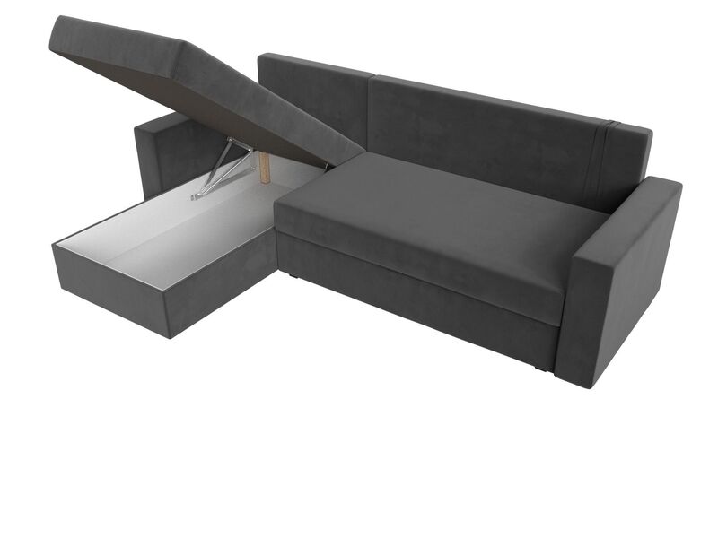 Диван угловой Траумберг Лайт левый угол, Велюр, SEVEN 17 серый