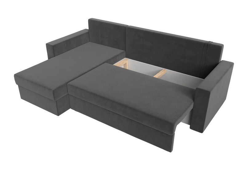 Диван угловой Траумберг Лайт левый угол, Велюр, SEVEN 17 серый