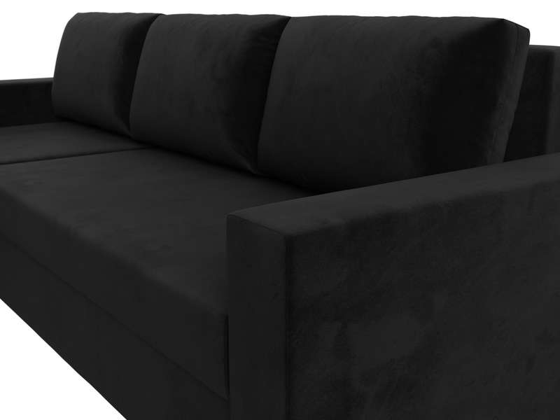 Диван угловой Траумберг Лайт левый угол, Велюр, SEVEN 35 черный