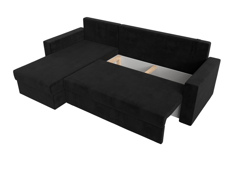 Диван угловой Траумберг Лайт левый угол, Велюр, SEVEN 35 черный
