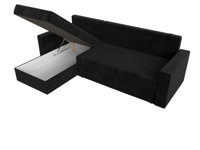 Диван угловой Траумберг Лайт левый угол, Велюр, SEVEN 35 черный
