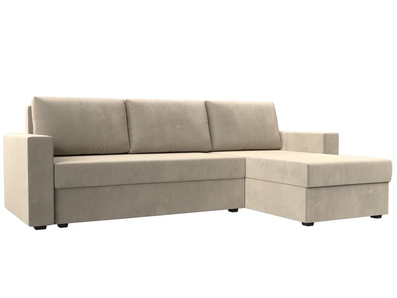 Диван угловой Траумберг Лайт правый угол, Микровельвет, Бежевый