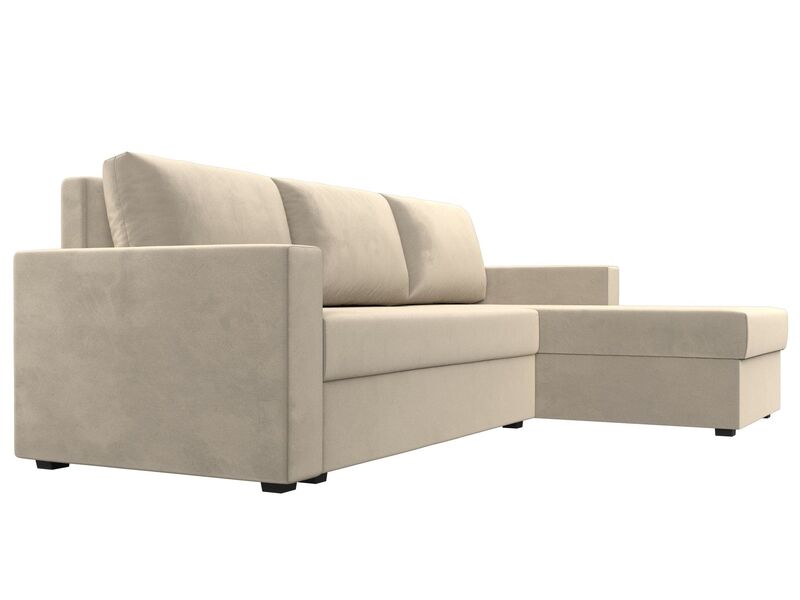 Диван угловой Траумберг Лайт правый угол, Микровельвет, Бежевый