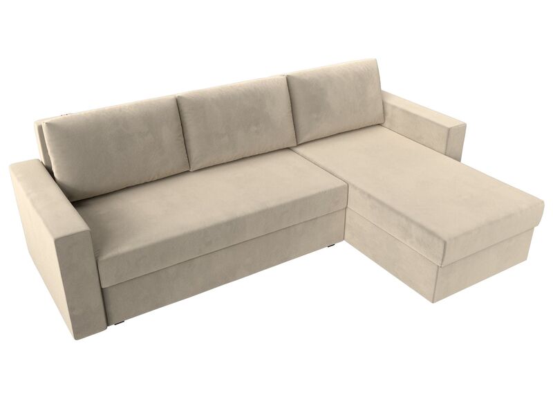 Диван угловой Траумберг Лайт правый угол, Микровельвет, Бежевый