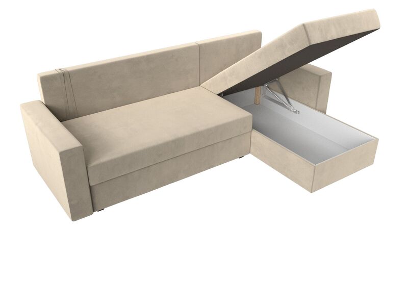 Диван угловой Траумберг Лайт правый угол, Микровельвет, Бежевый