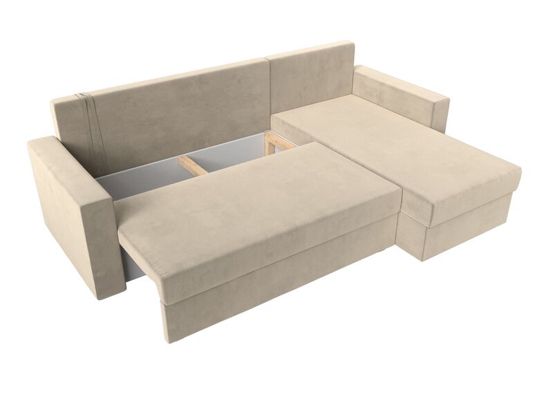 Диван угловой Траумберг Лайт правый угол, Микровельвет, Бежевый