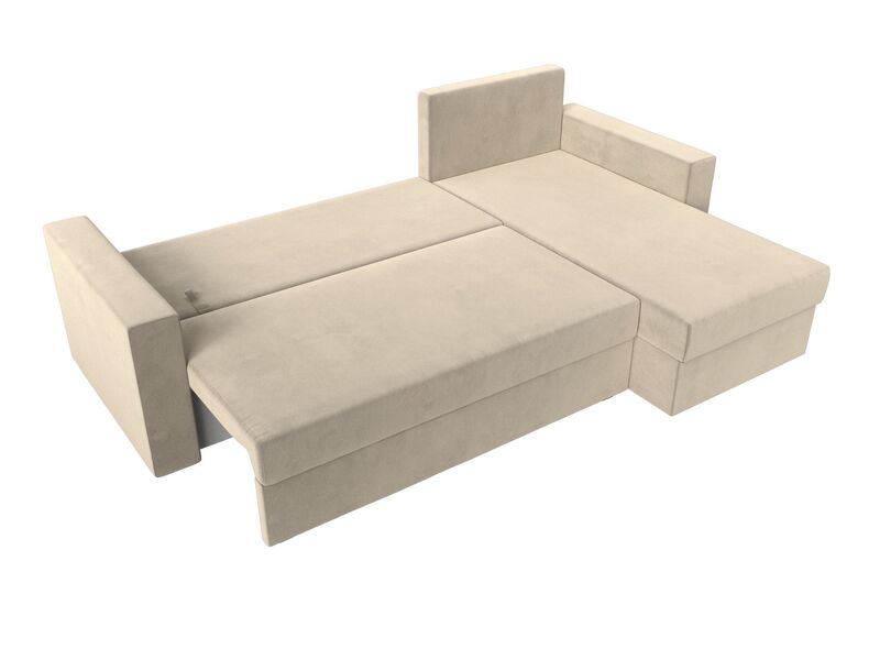 Диван угловой Траумберг Лайт правый угол, Микровельвет, Бежевый