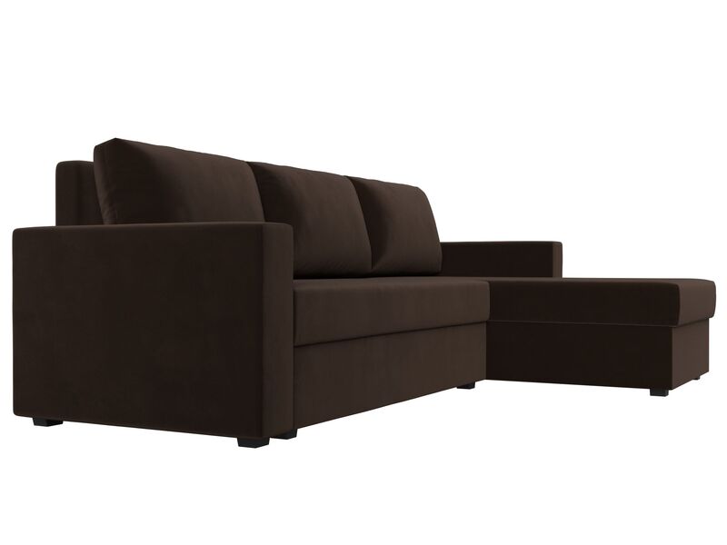 Диван угловой Траумберг Лайт правый угол, Микровельвет, Коричневый