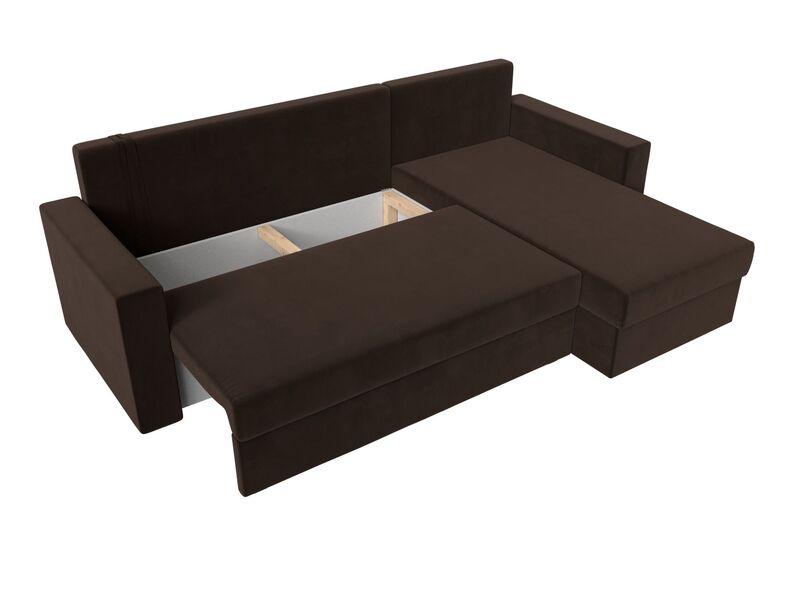Диван угловой Траумберг Лайт правый угол, Микровельвет, Коричневый