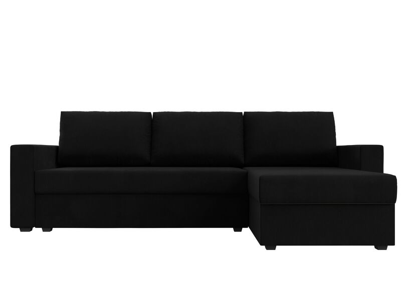 Диван угловой Траумберг Лайт правый угол, Микровельвет, Черный