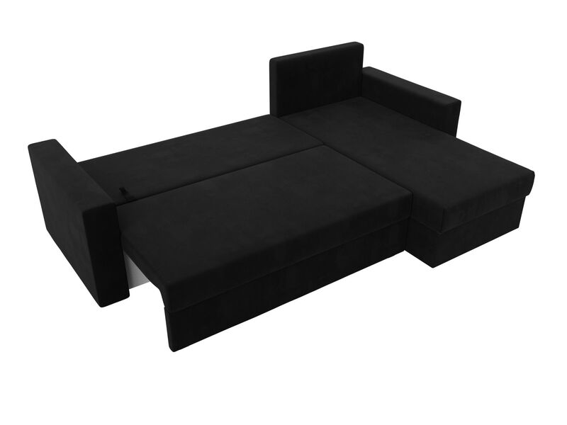 Диван угловой Траумберг Лайт правый угол, Микровельвет, Черный