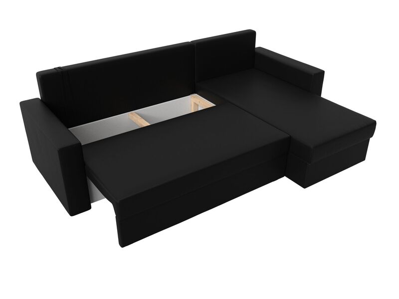 Диван угловой Траумберг Лайт правый угол, Экокожа, Черный