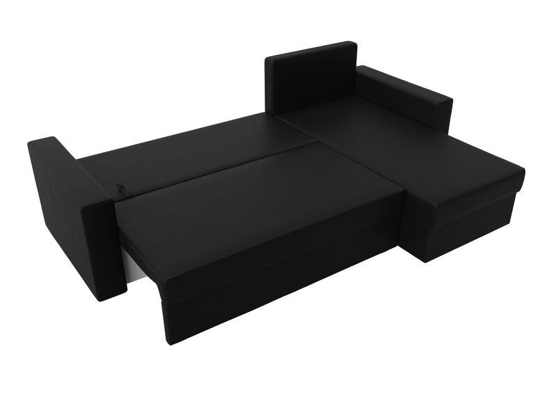 Диван угловой Траумберг Лайт правый угол, Экокожа, Черный