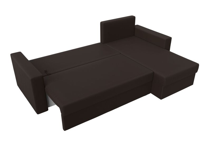 Диван угловой Траумберг Лайт правый угол, Экокожа, Коричневый