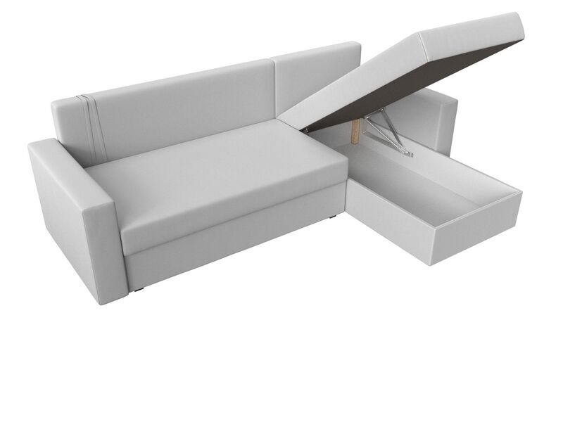 Диван угловой Траумберг Лайт правый угол, Экокожа, Белый