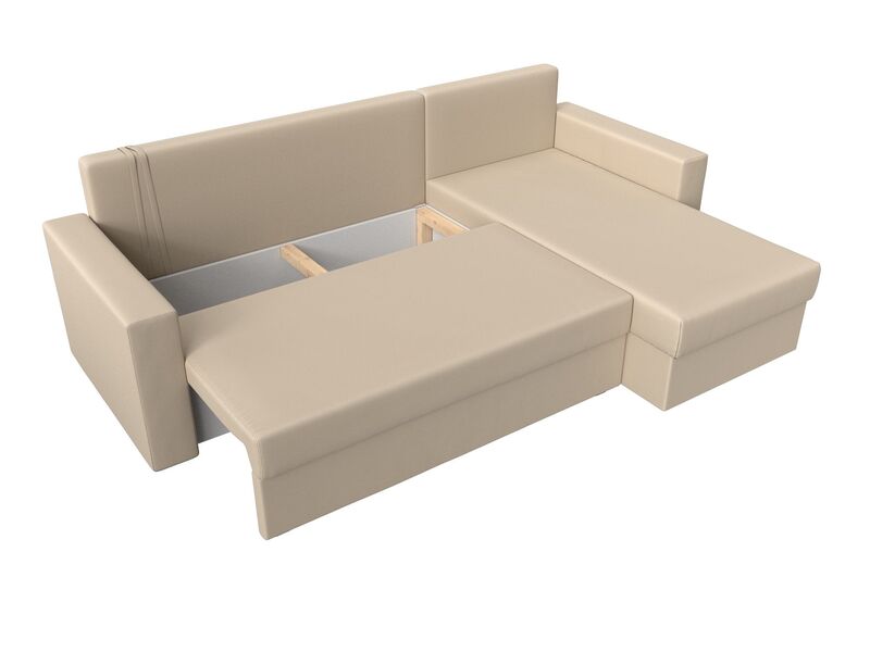 Диван угловой Траумберг Лайт правый угол, Экокожа, Бежевый