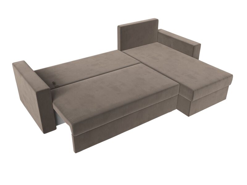 Диван угловой Траумберг Лайт правый угол, Велюр, SEVEN 727 коричневый