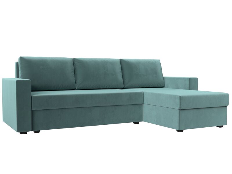 Диван угловой Траумберг Лайт правый угол, Велюр, SEVEN 113 бирюзовый