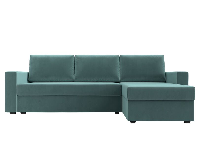 Диван угловой Траумберг Лайт правый угол, Велюр, SEVEN 113 бирюзовый