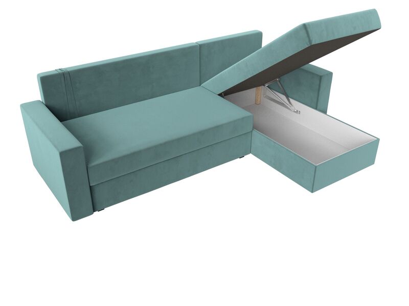 Диван угловой Траумберг Лайт правый угол, Велюр, SEVEN 113 бирюзовый
