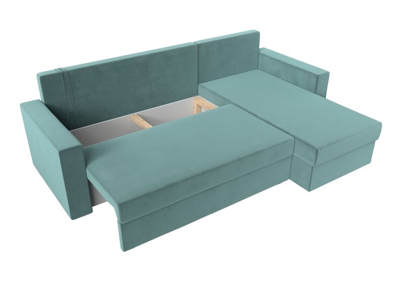 Диван угловой Траумберг Лайт правый угол, Велюр, SEVEN 113 бирюзовый