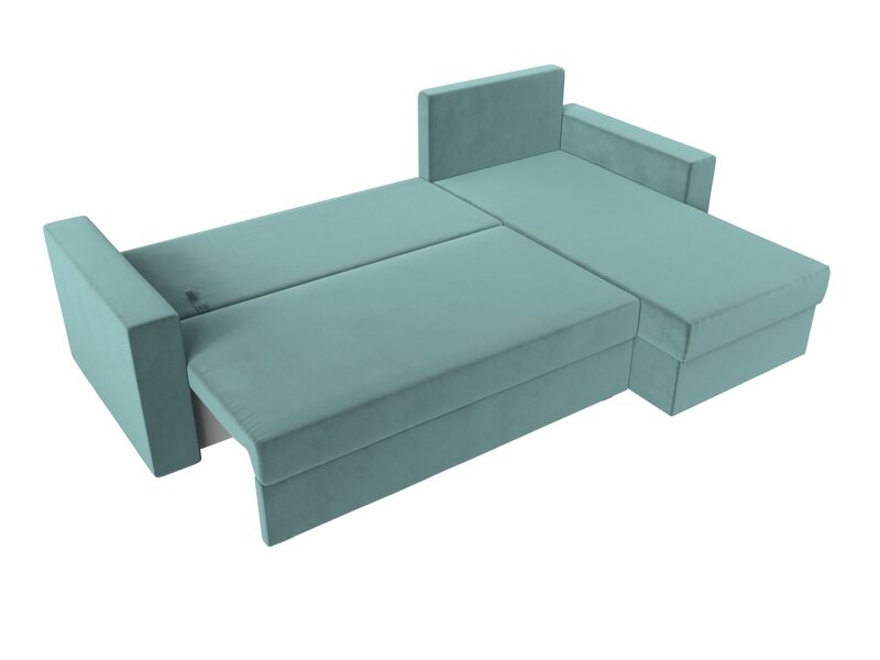 Диван угловой Траумберг Лайт правый угол, Велюр, SEVEN 113 бирюзовый