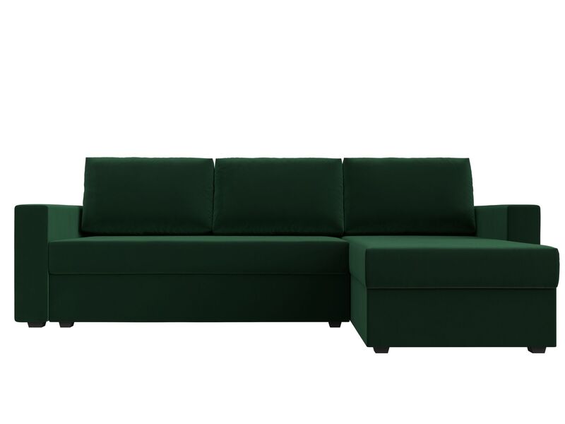 Диван угловой Траумберг Лайт правый угол, Велюр, SEVEN 626 зеленый